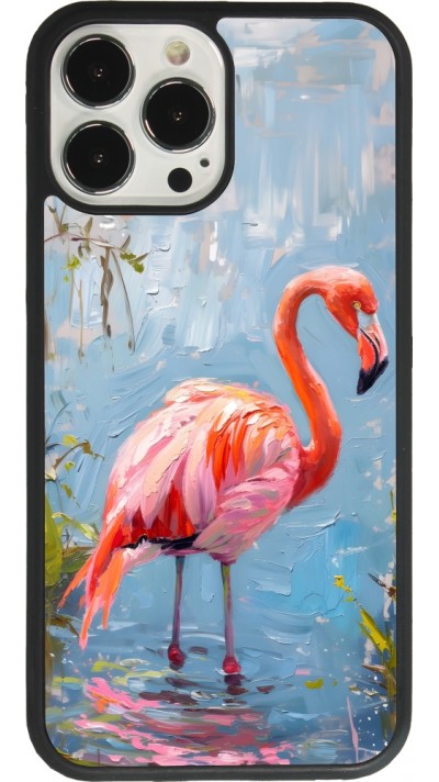 Coque iPhone 13 Pro Max - Silicone rigide noir Paint Flamingo