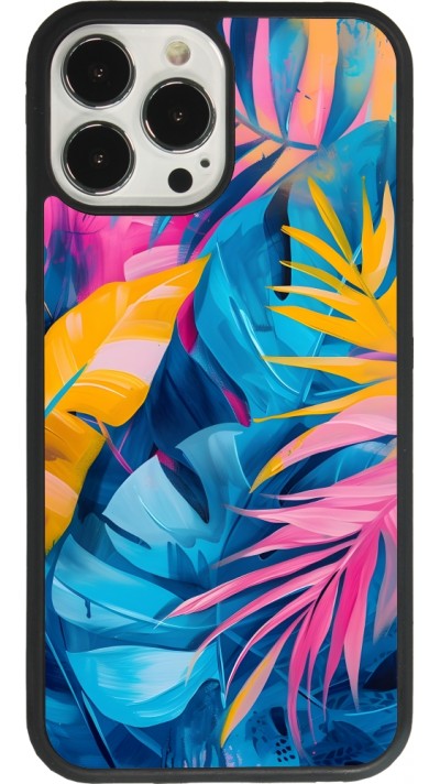Coque iPhone 13 Pro Max - Silicone rigide noir Palms Blue