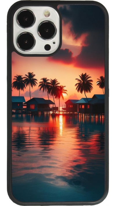Coque iPhone 13 Pro Max - Silicone rigide noir Paradis Maldives