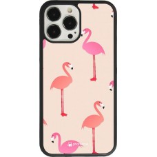 Coque iPhone 13 Pro Max - Silicone rigide noir Pink Flamingos Pattern