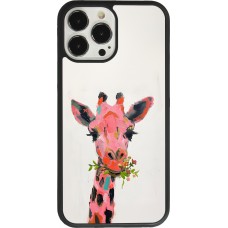 Coque iPhone 13 Pro Max - Silicone rigide noir Pink Girafe Paint