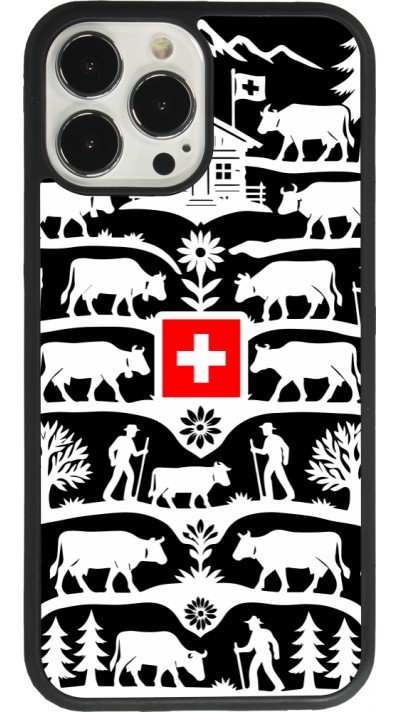 Coque iPhone 13 Pro Max - Silicone rigide noir Poya Suisse 3 noir