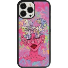 Coque iPhone 13 Pro Max - Silicone rigide noir Psychedelic pink mushroom