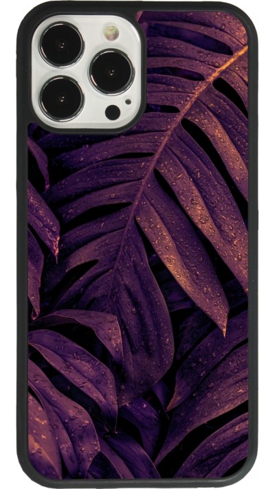Coque iPhone 13 Pro Max - Silicone rigide noir Purple Light Leaves