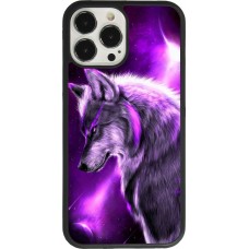 Coque iPhone 13 Pro Max - Silicone rigide noir Purple Sky Wolf