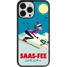 Coque iPhone 13 Pro Max - Silicone rigide noir Saas-Fee Ski Downhill