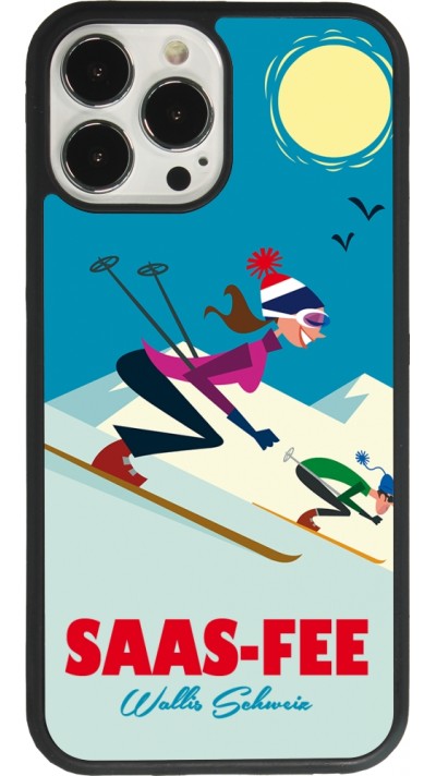 Coque iPhone 13 Pro Max - Silicone rigide noir Saas-Fee Ski Downhill