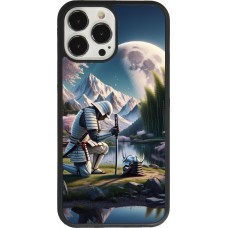 Coque iPhone 13 Pro Max - Silicone rigide noir Samurai Katana Lune
