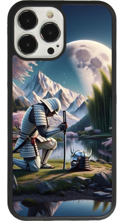 Coque iPhone 13 Pro Max - Silicone rigide noir Samurai Katana Lune