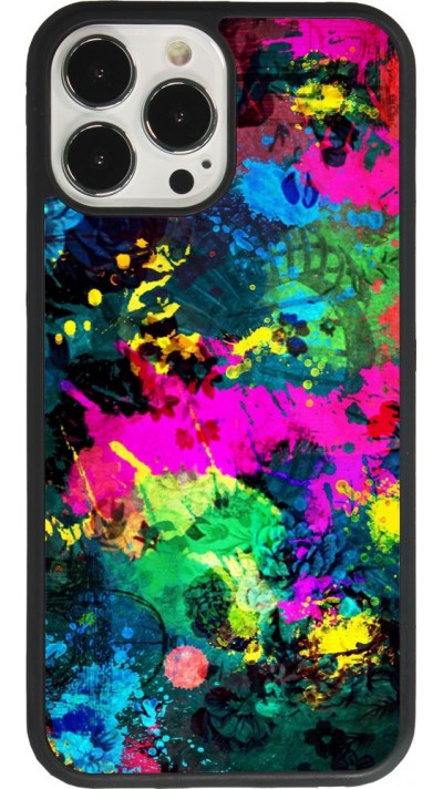 Coque iPhone 13 Pro Max - Silicone rigide noir Splash paint