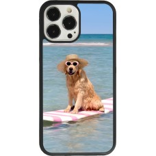 iPhone 13 Pro Max Case Hülle - Silikon schwarz Summer Dog on Paddle