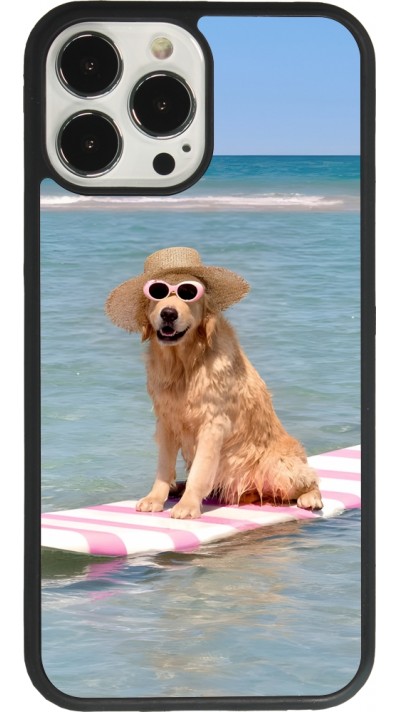 iPhone 13 Pro Max Case Hülle - Silikon schwarz Summer Dog on Paddle