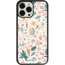 Coque iPhone 13 Pro Max - Silicone rigide noir Summer Pink Pattern