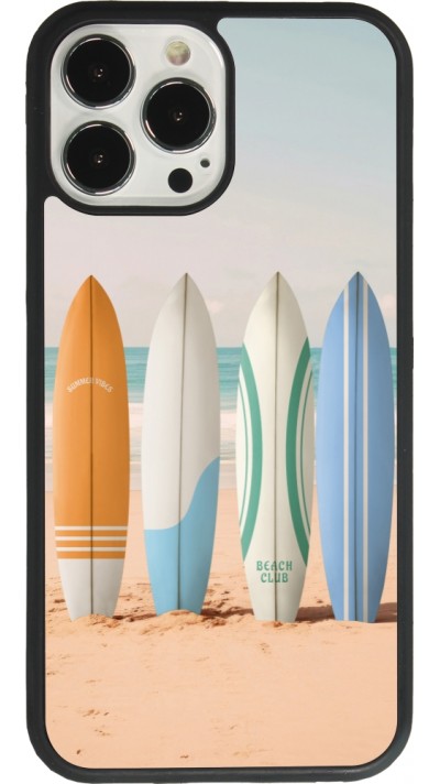 iPhone 13 Pro Max Case Hülle - Silikon schwarz Summer surfboard 2025