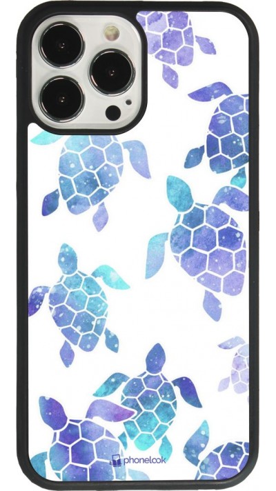 Coque iPhone 13 Pro Max - Silicone rigide noir Turtles pattern watercolor