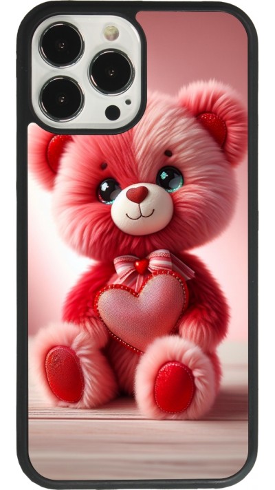 iPhone 13 Pro Max Case Hülle - Silikon schwarz Valentin 2024 Rosaroter Teddybär