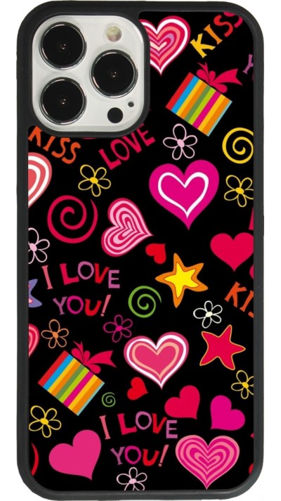 iPhone 13 Pro Max Case Hülle - Silikon schwarz Valentine 2023 love symbols