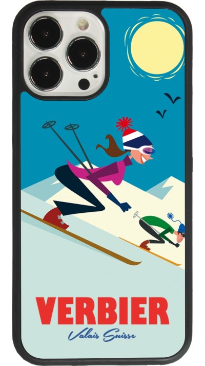 iPhone 13 Pro Max Case Hülle - Silikon schwarz Verbier Ski Downhill