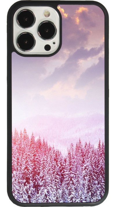 iPhone 13 Pro Max Case Hülle - Silikon schwarz Winter 22 Pink Forest