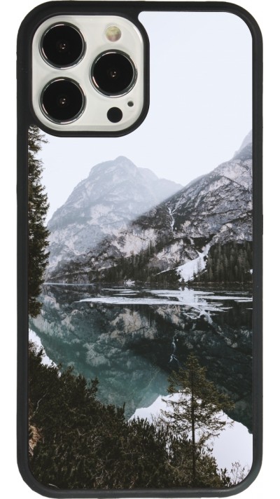 iPhone 13 Pro Max Case Hülle - Silikon schwarz Winter 22 snowy mountain and lake