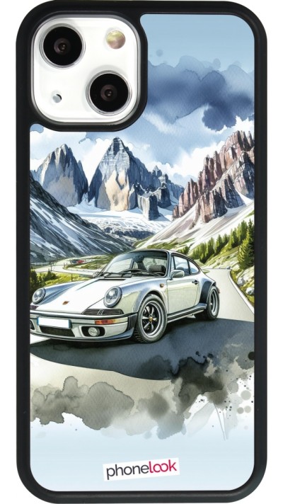 iPhone 13 mini Case Hülle - Silikon schwarz Porsche 911 Berg Aquarell