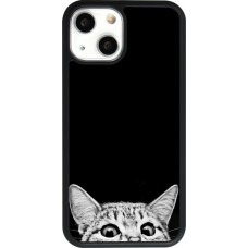 Hülle iPhone 13 mini - Silikon schwarz Cat Looking Up Black