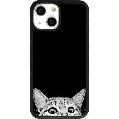 Hülle iPhone 13 mini - Silikon schwarz Cat Looking Up Black
