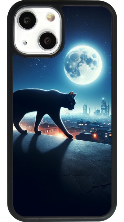 iPhone 13 mini Case Hülle - Silikon schwarz Schwarze Katze unter dem Vollmond