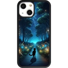 iPhone 13 mini Case Hülle - Silikon schwarz Schwarze Katze Spaziergang