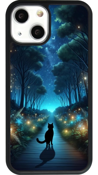 iPhone 13 mini Case Hülle - Silikon schwarz Schwarze Katze Spaziergang