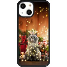 iPhone 13 mini Case Hülle - Silikon schwarz Christmas 25 Xmas Cat