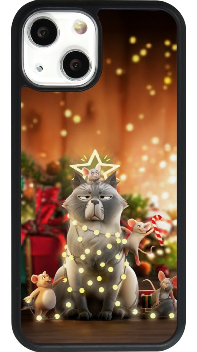 iPhone 13 mini Case Hülle - Silikon schwarz Christmas 25 Xmas Cat