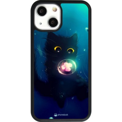 Hülle iPhone 13 mini - Silikon schwarz Cute Cat Bubble