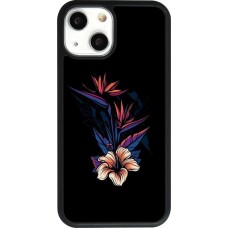 Hülle iPhone 13 mini - Silikon schwarz Dark Flowers