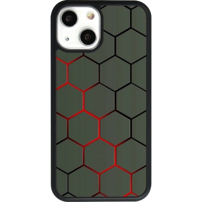 Hülle iPhone 13 mini - Silikon schwarz Geometric Line red