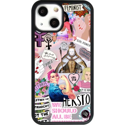 Hülle iPhone 13 mini - Silikon schwarz Girl Power Collage