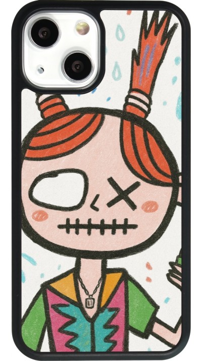 iPhone 13 mini Case Hülle - Silikon schwarz Little Girl Sketch