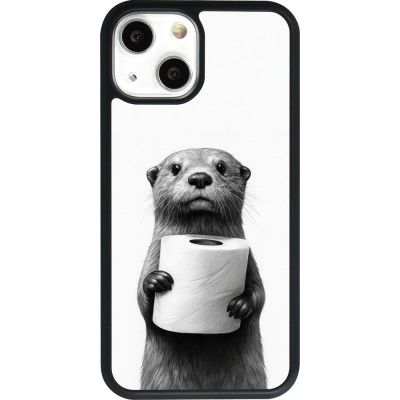 iPhone 13 mini Case Hülle - Silikon schwarz Otter Toilettenpapier