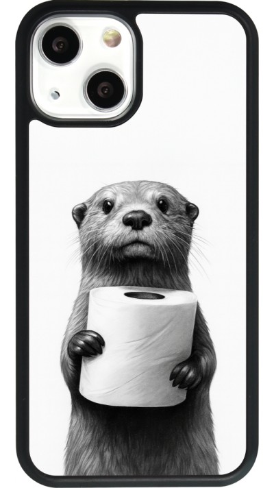 iPhone 13 mini Case Hülle - Silikon schwarz Otter Toilettenpapier