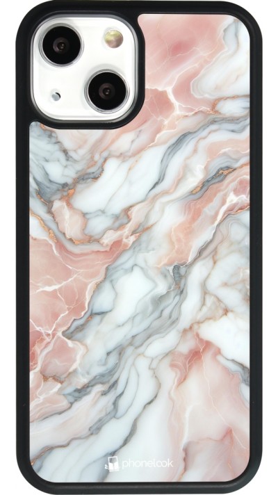 iPhone 13 mini Case Hülle - Silikon schwarz Rosa Leuchtender Marmor