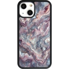 iPhone 13 mini Case Hülle - Silikon schwarz Violetter silberner Marmor