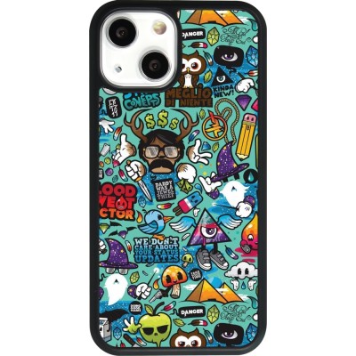 iPhone 13 mini Case Hülle - Silikon schwarz Mixed Cartoons Turquoise
