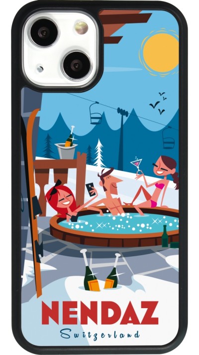 iPhone 13 mini Case Hülle - Silikon schwarz Nendaz Mountain Jacuzzi