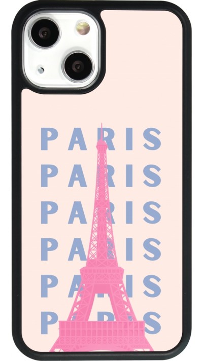iPhone 13 mini Case Hülle - Silikon schwarz Paris Pink Print