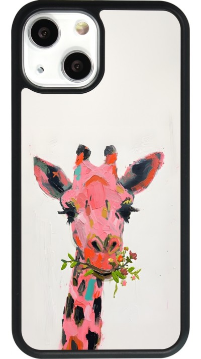 iPhone 13 mini Case Hülle - Silikon schwarz Pink Girafe Paint