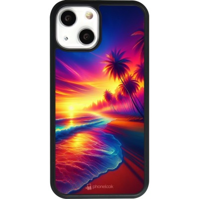 iPhone 13 mini Case Hülle - Silikon schwarz Strand Sonnenuntergang auffällig