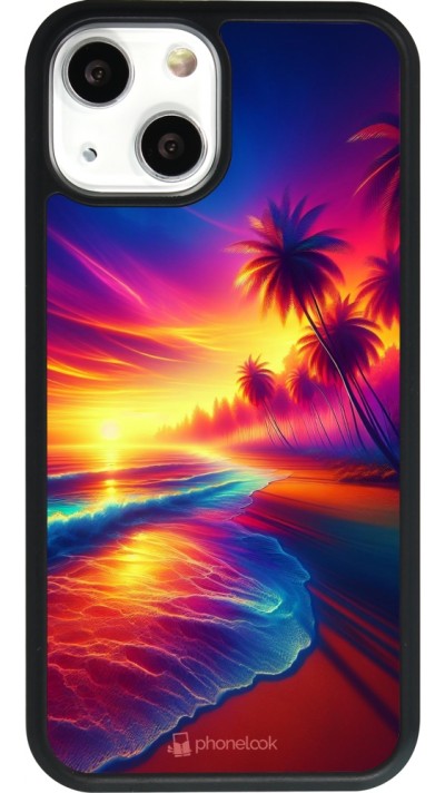 iPhone 13 mini Case Hülle - Silikon schwarz Strand Sonnenuntergang auffällig
