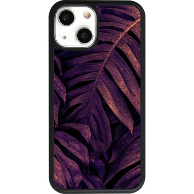 iPhone 13 mini Case Hülle - Silikon schwarz Purple Light Leaves
