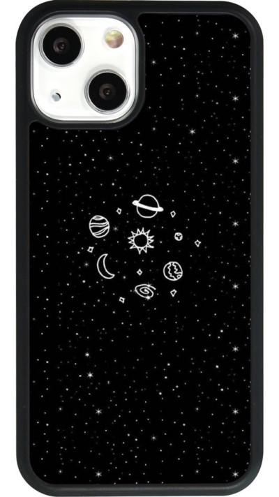 Coque iPhone 13 mini - Silicone rigide noir Space Doodle
