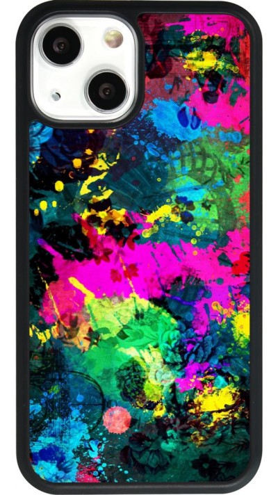 Coque iPhone 13 mini - Silicone rigide noir Splash paint